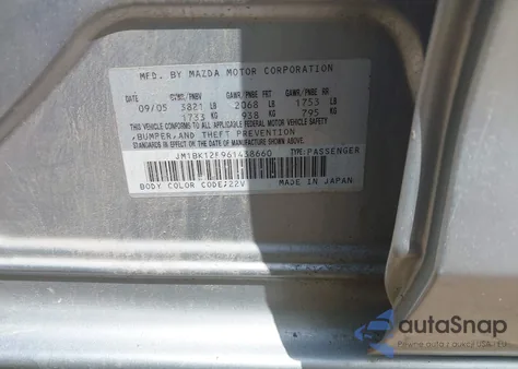 2006 Mazda Mazda3 I from USA, damaged, VIN JM1BK12F961438660